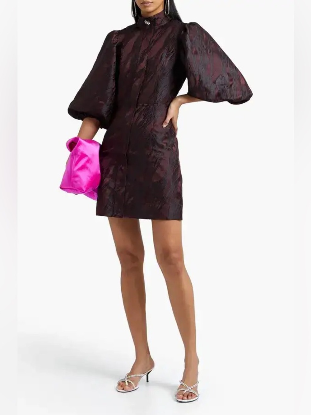 NEW. GANNI Satin Jacquard Mini Dress. NWT